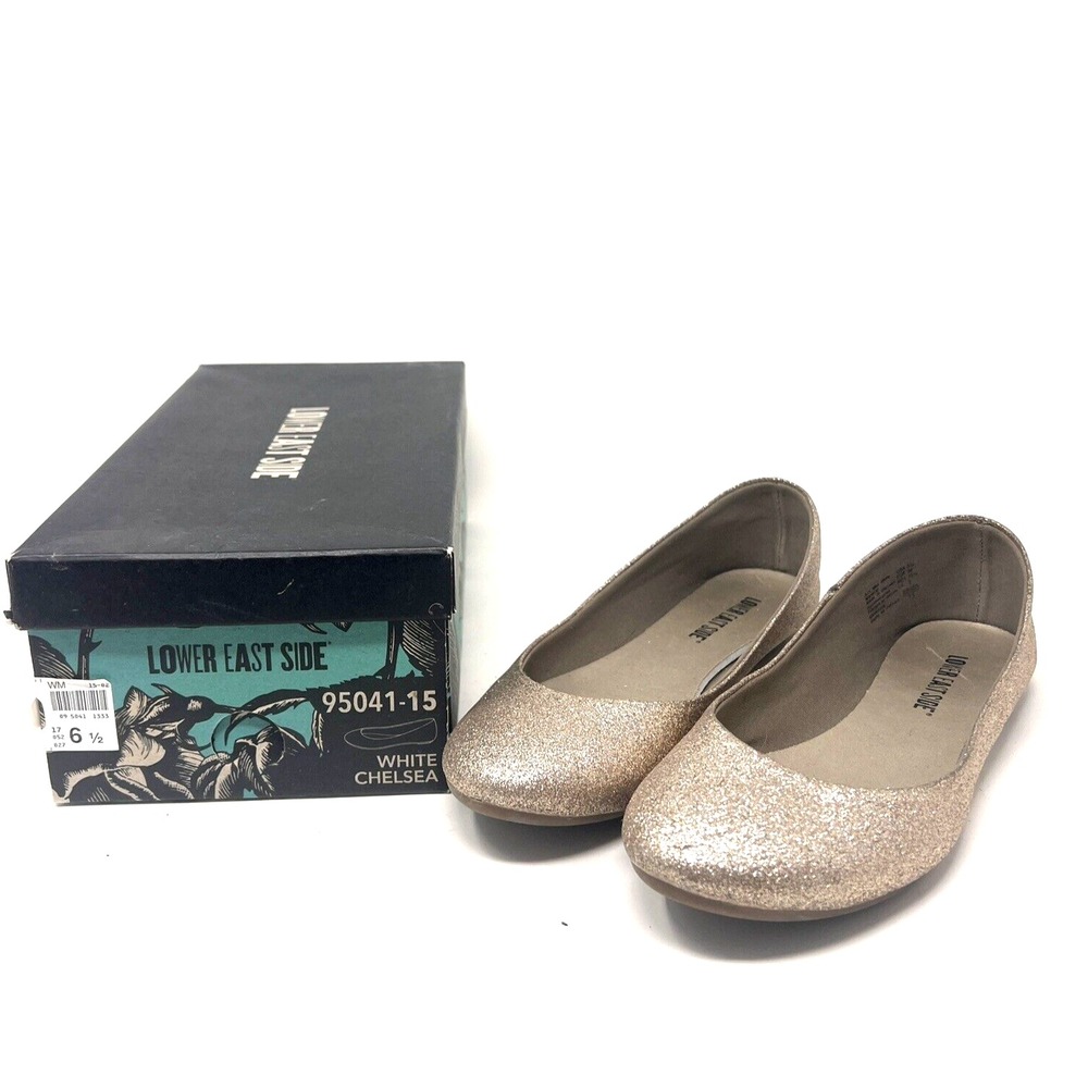 Lower East Side Flats Chelsea Ballet Shoes Champagne Glitter Size 6.5 Vintage